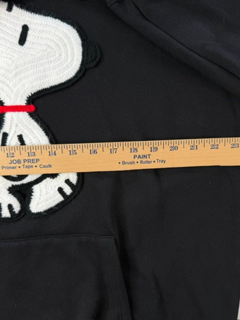 Peanuts Crochet Embroidered Snoopy Black Hoodie Sweatshirt XXL Classic Cartoon - Picture 7 of 11